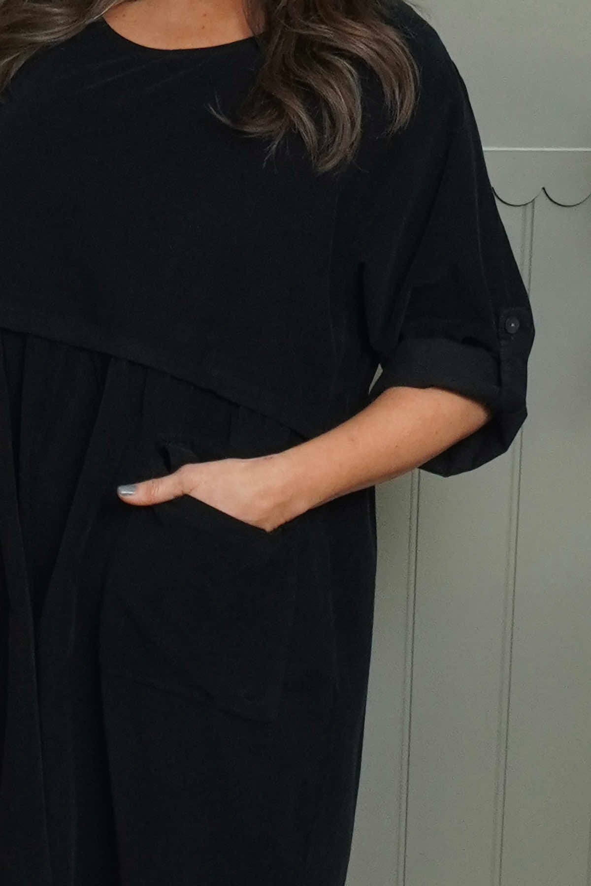 Etta Needlecord Dress Black