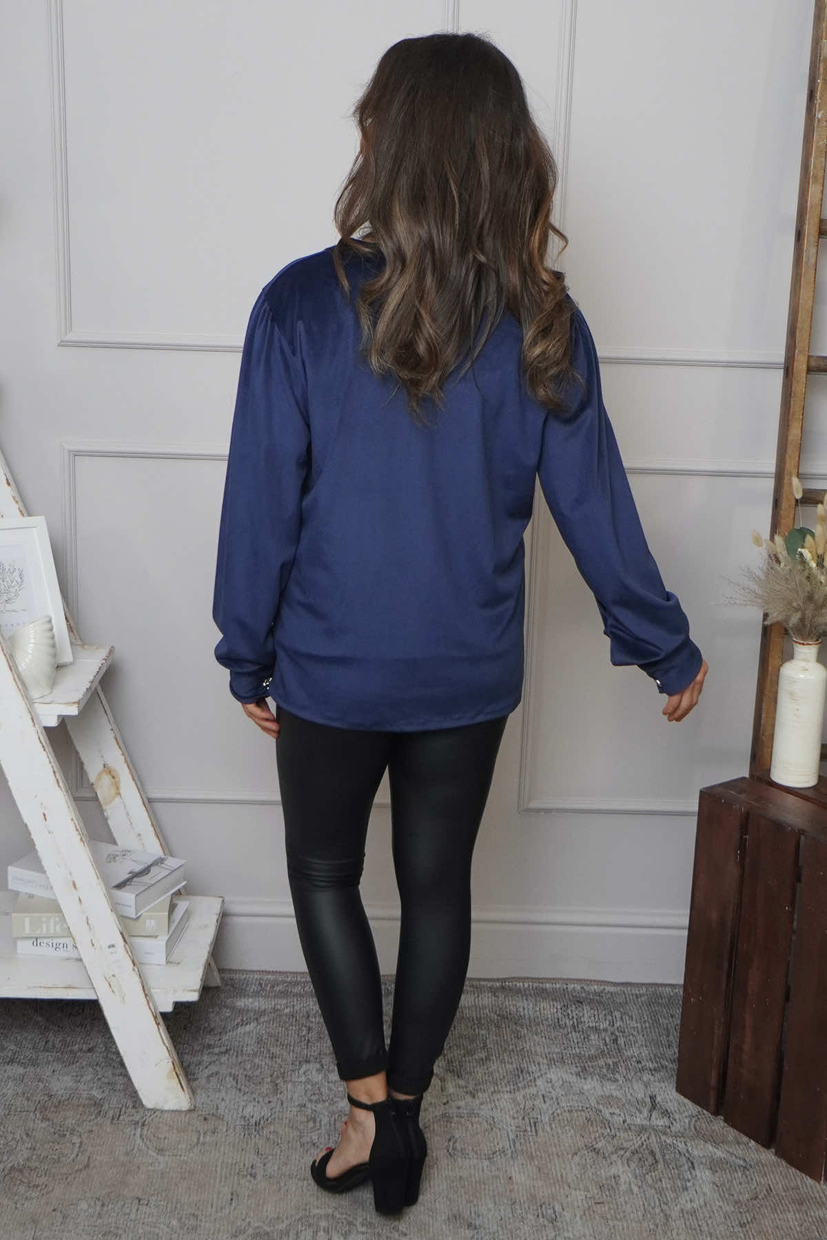 Rhona Bow Front Top Navy