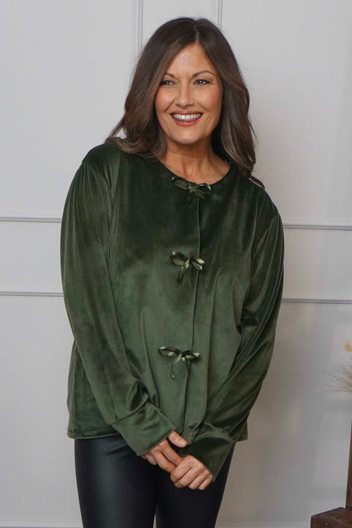 Rhona Bow Front Top Khaki - Image 2