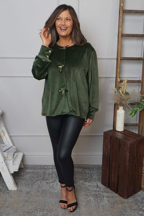 Rhona Bow Front Top Khaki - Image 1