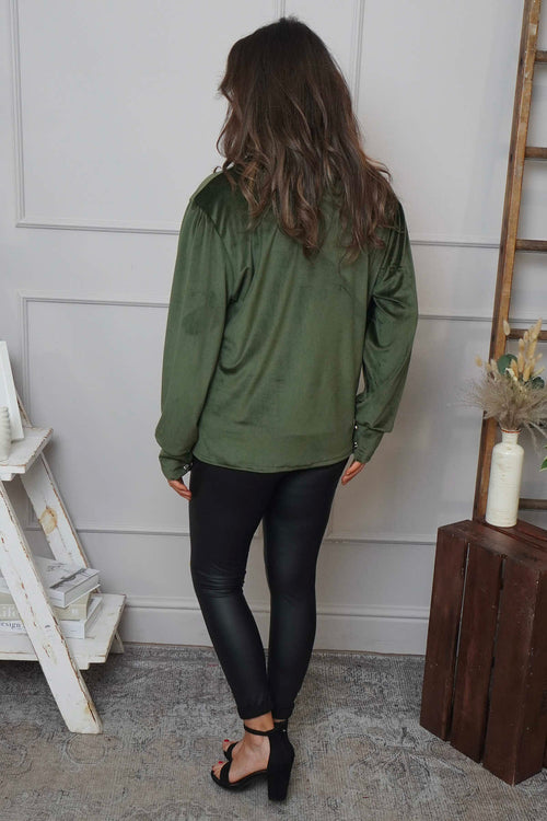 Rhona Bow Front Top Khaki - Image 4