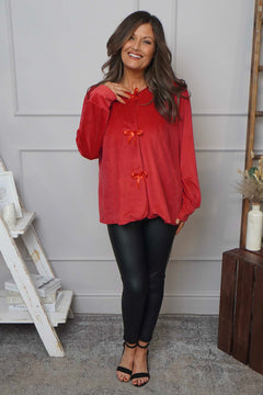 Rhona Bow Front Top Red