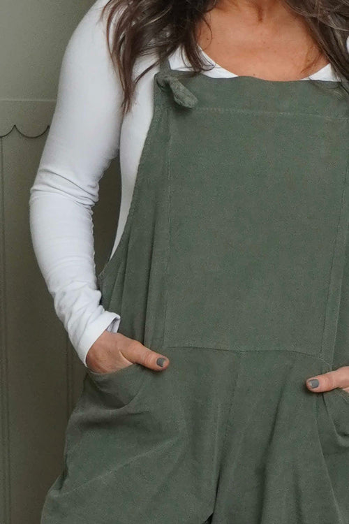 Pabo Needlecord Dungarees Khaki - Image 3