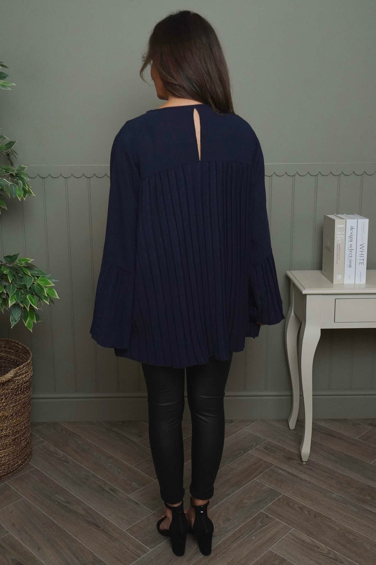 Wynne Pleated Top Navy