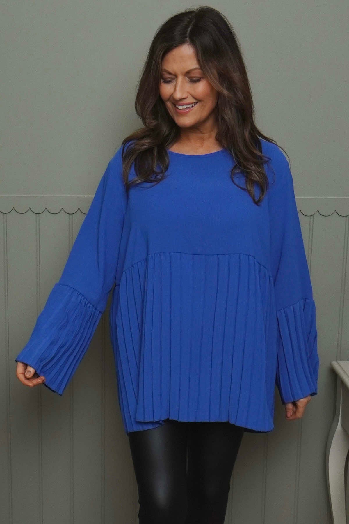 Wynne Pleated Top Cobalt
