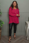 Elianna Button Top Hot Pink