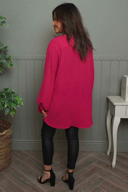 Elianna Button Top Hot Pink - Image 4
