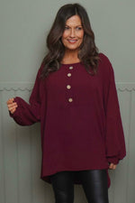 Elianna Button Top Burgundy Burgundy - Elianna Button Top Burgundy