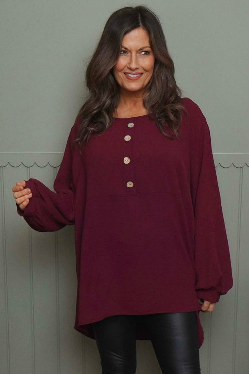 Elianna Button Top Burgundy - Image 1