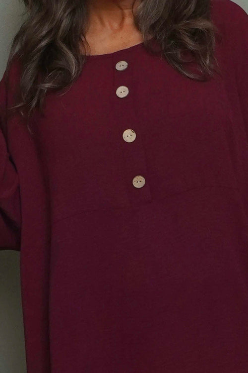 Elianna Button Top Burgundy - Image 3