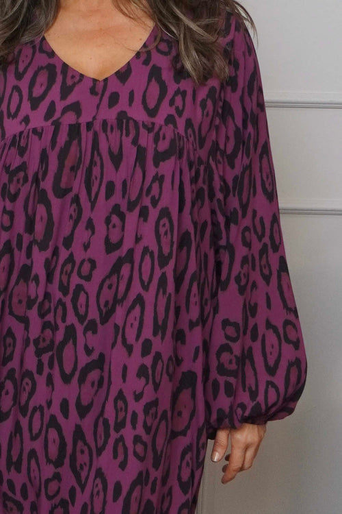 Tozi Leopard Print Dress Berry - Image 2
