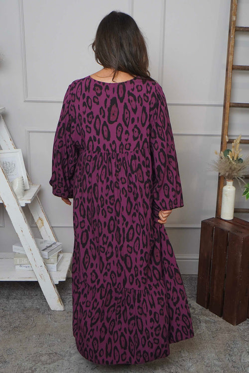 Tozi Leopard Print Dress Berry - Image 4