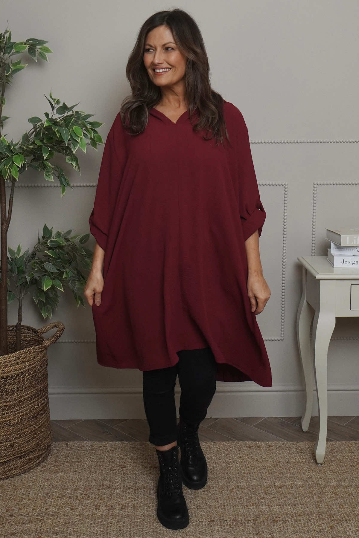 Viviette Hooded Tunic Wine