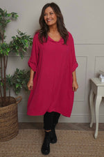 Viviette Hooded Tunic Hot Pink Hot Pink - Viviette Hooded Tunic Hot Pink