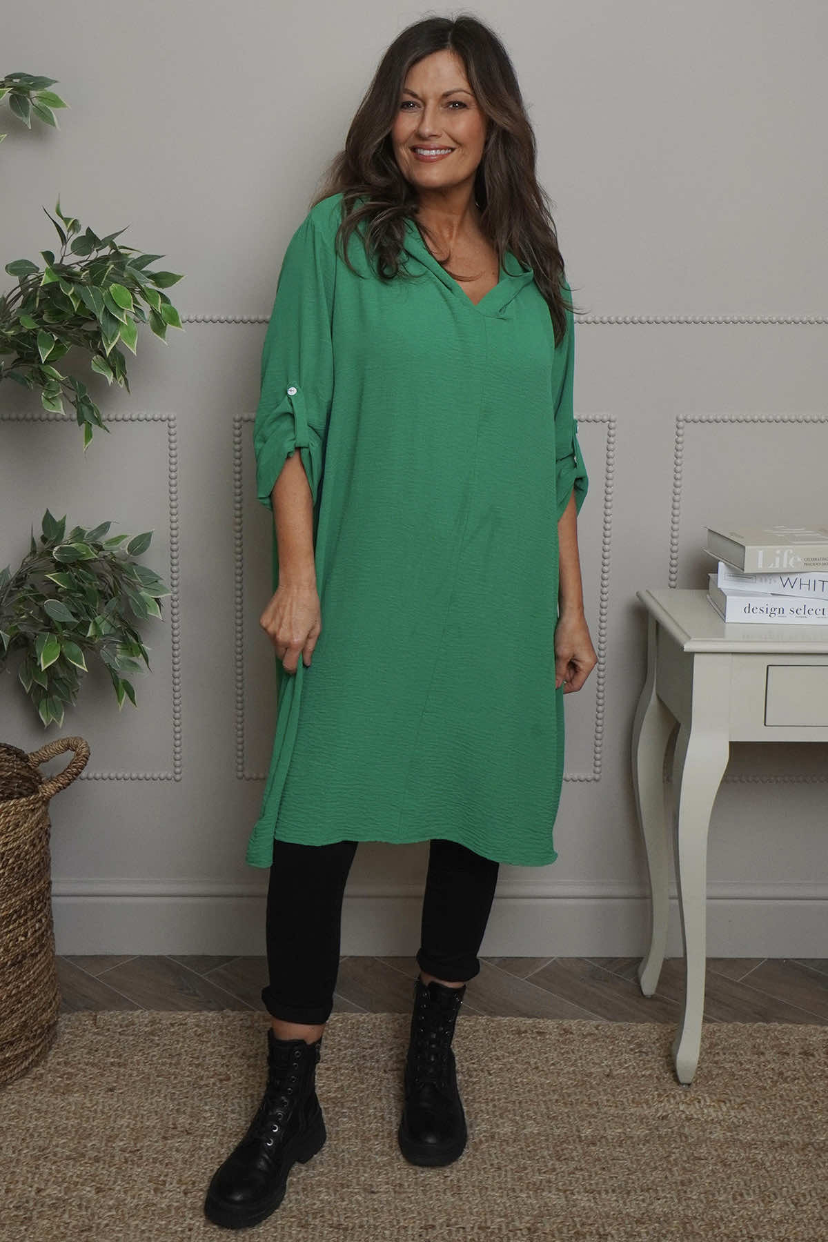 Viviette Hooded Tunic Emerald