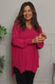 Bo Slouch V-Neck Jumper Hot Pink