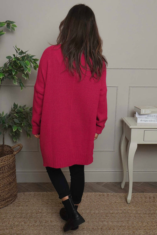 Bo Slouch V-Neck Jumper Hot Pink - Image 4