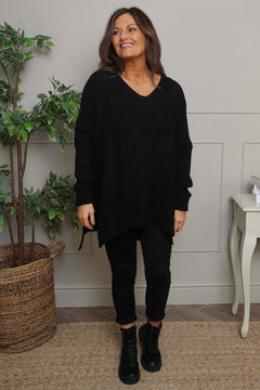 Bo Slouch V-Neck Jumper Black