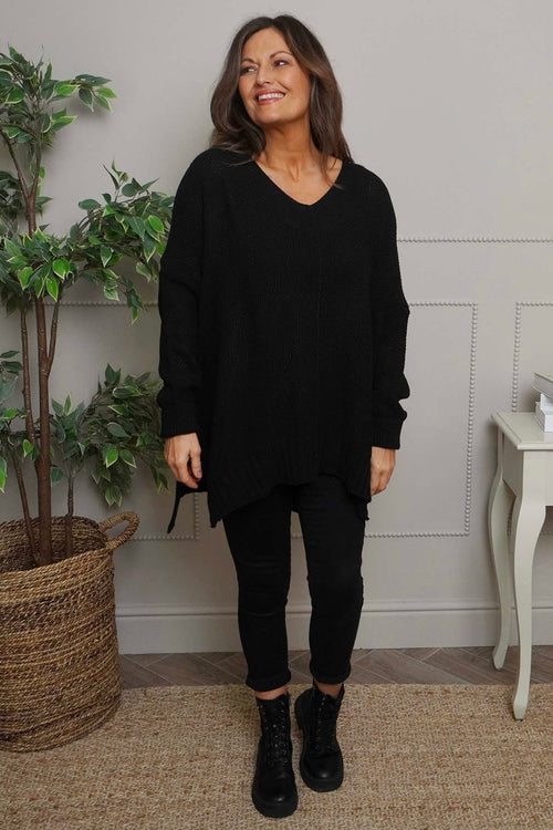 Bo Slouch V-Neck Jumper Black - Image 1