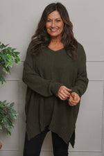 Bo Slouch V-Neck Jumper Khaki Khaki - Bo Slouch V-Neck Jumper Khaki