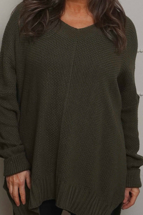 Bo Slouch V-Neck Jumper Khaki - Image 3