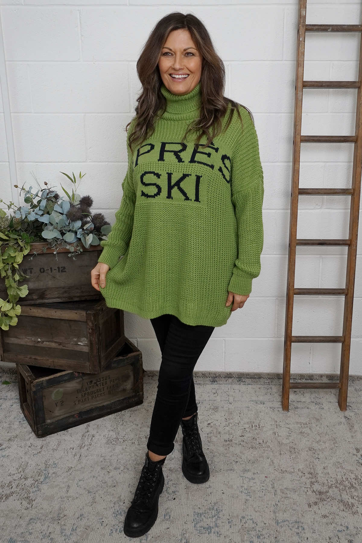 Apres Ski Polo Neck Jumper Olive