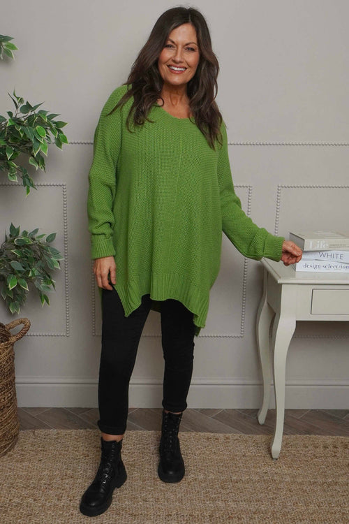 Bo Slouch V-Neck Jumper Green - Image 1