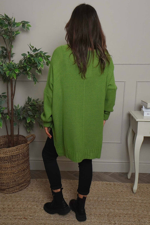 Bo Slouch V-Neck Jumper Green - Image 4