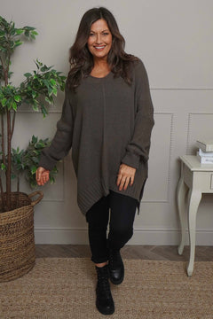 Bo Slouch V-Neck Jumper Dark Mocha