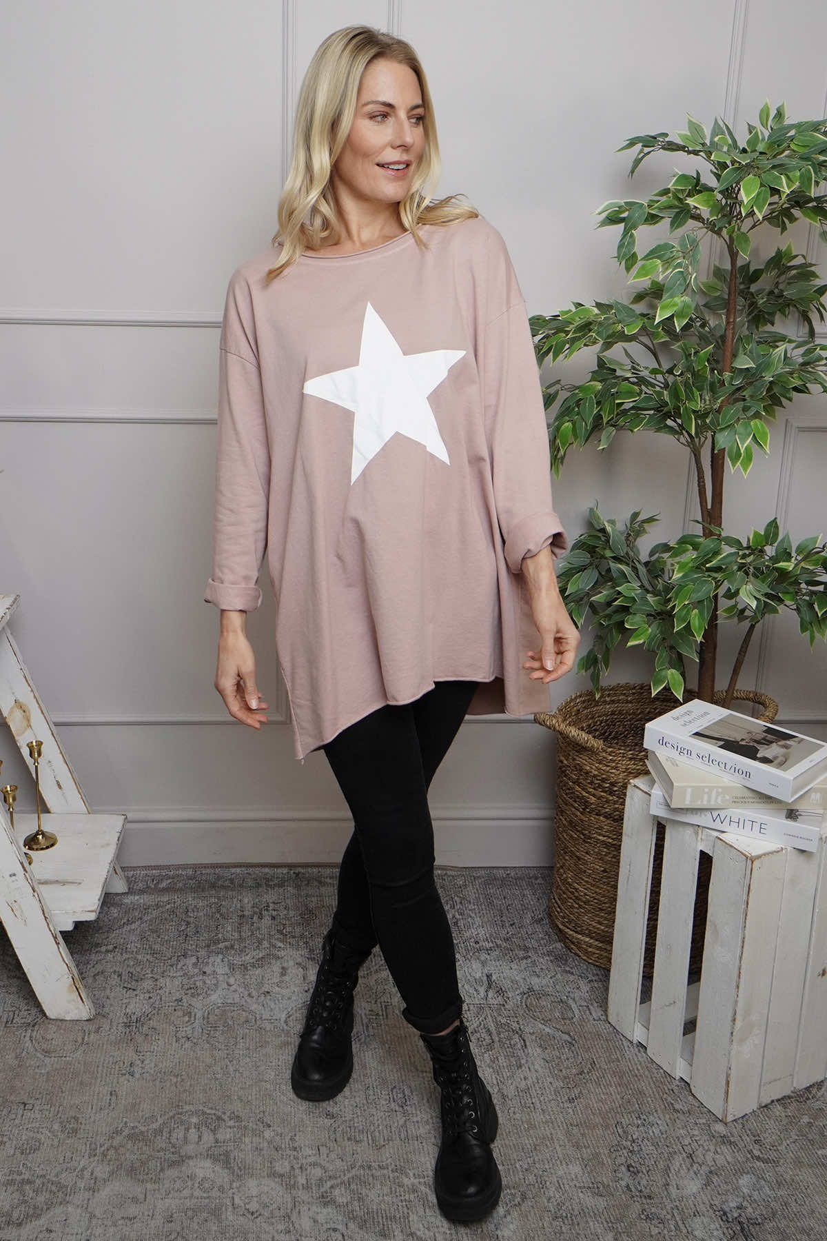 Jodene Star Cotton Top Pink