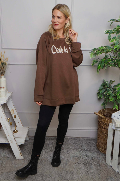 C'est La Vie Sweatshirt Cocoa