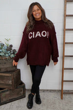 Ciao Knitted Jumper Wine Wine - Ciao Knitted Jumper Wine
