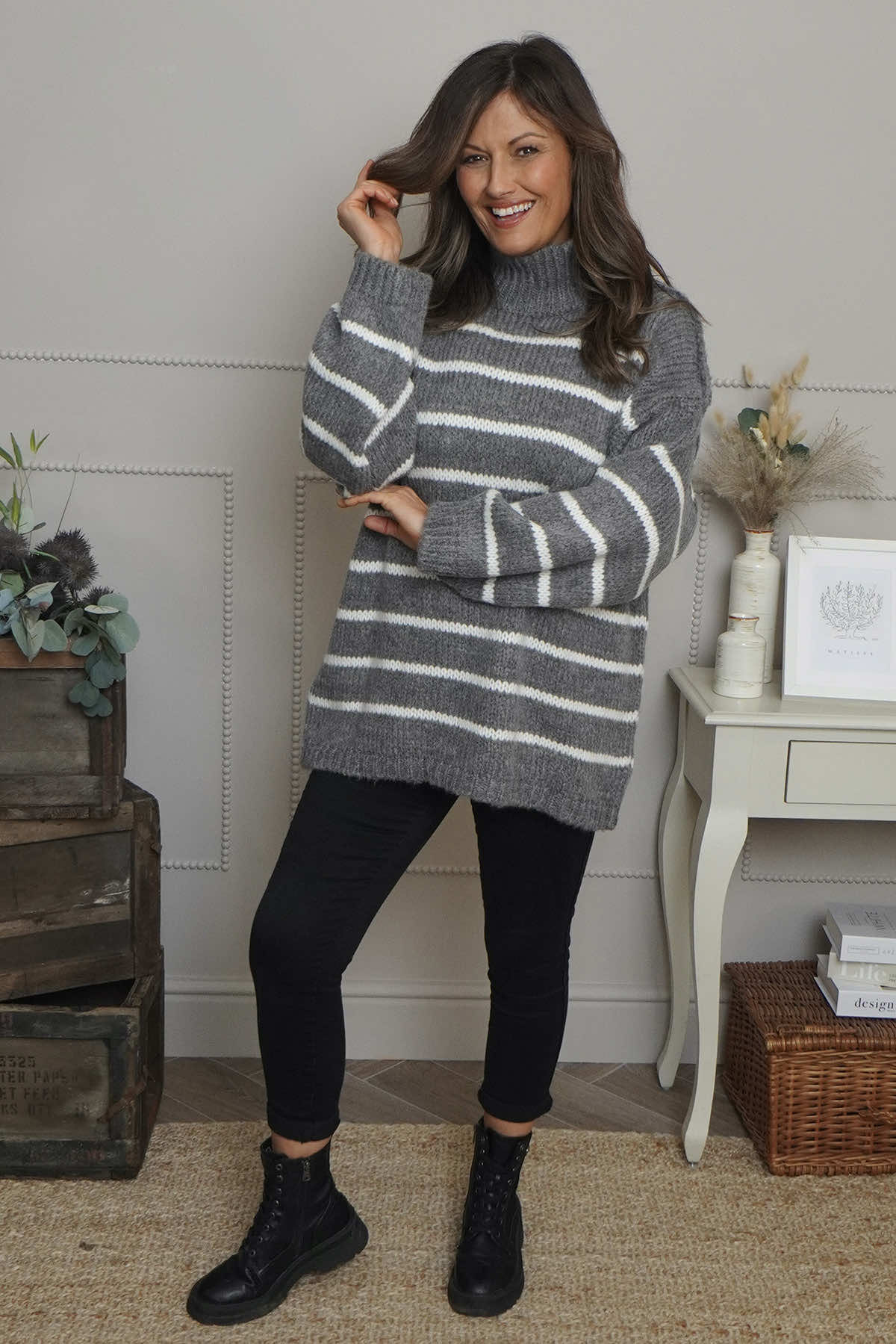 Joella Stripe Knitted Jumper Mid