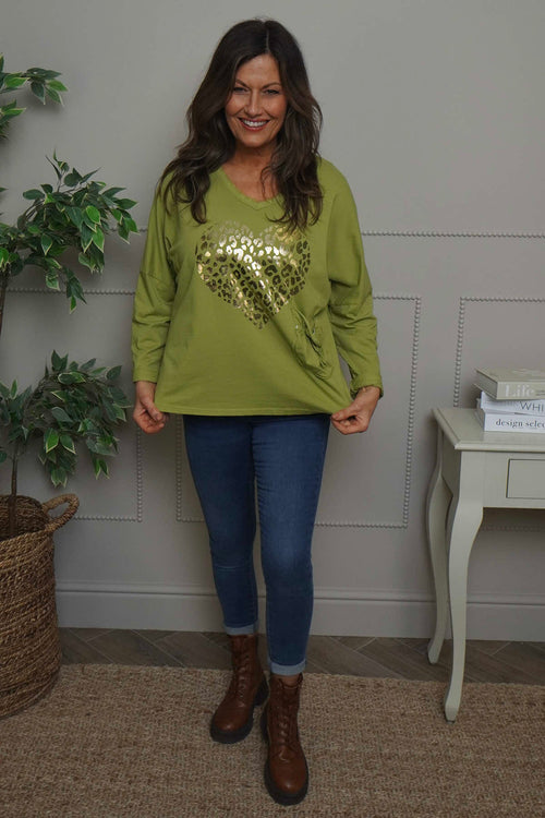 Cherie Heart Cotton Top Green - Image 1