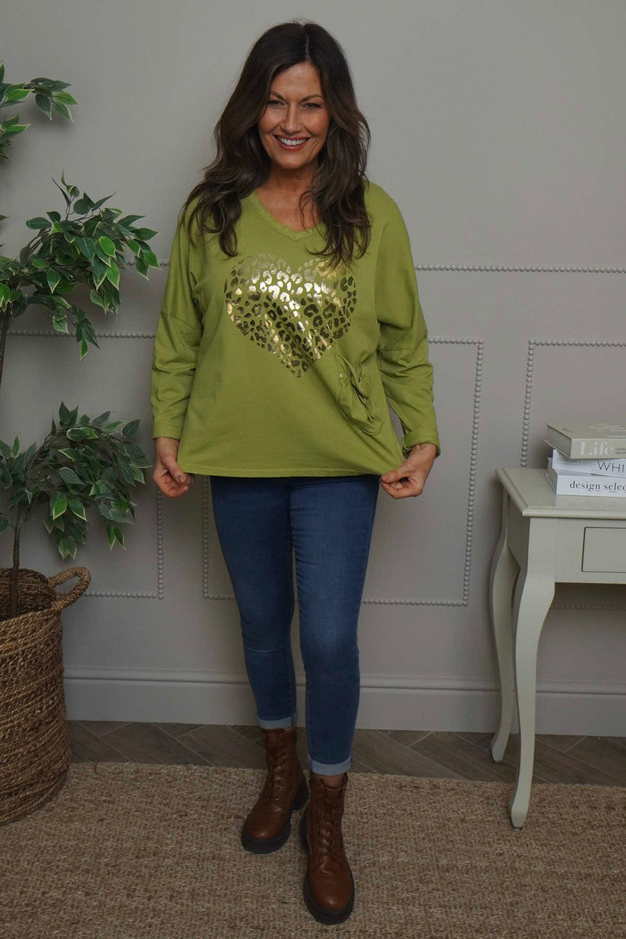 Cherie Heart Cotton Top Green