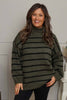 Joella Stripe Knitted Jumper Khaki