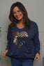 Cherie Heart Cotton Top Navy