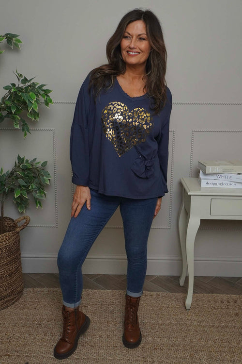 Cherie Heart Cotton Top Navy - Image 2