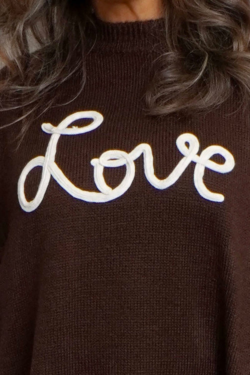 Love Knitted Jumper Dress Cocoa - Image 3