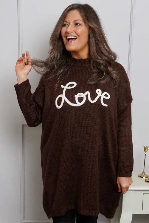 Love Knitted Jumper Dress Cocoa - Image 2