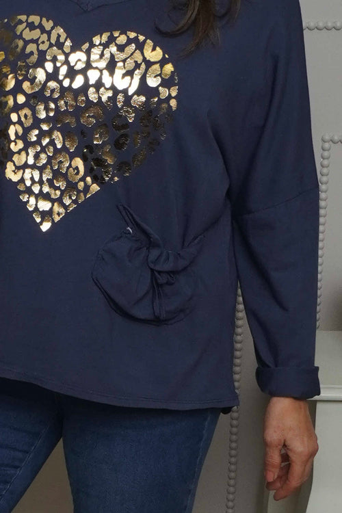 Cherie Heart Cotton Top Navy - Image 3
