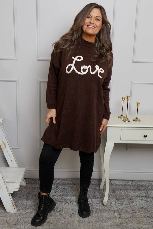 Love Knitted Jumper Dress Cocoa - Image 1