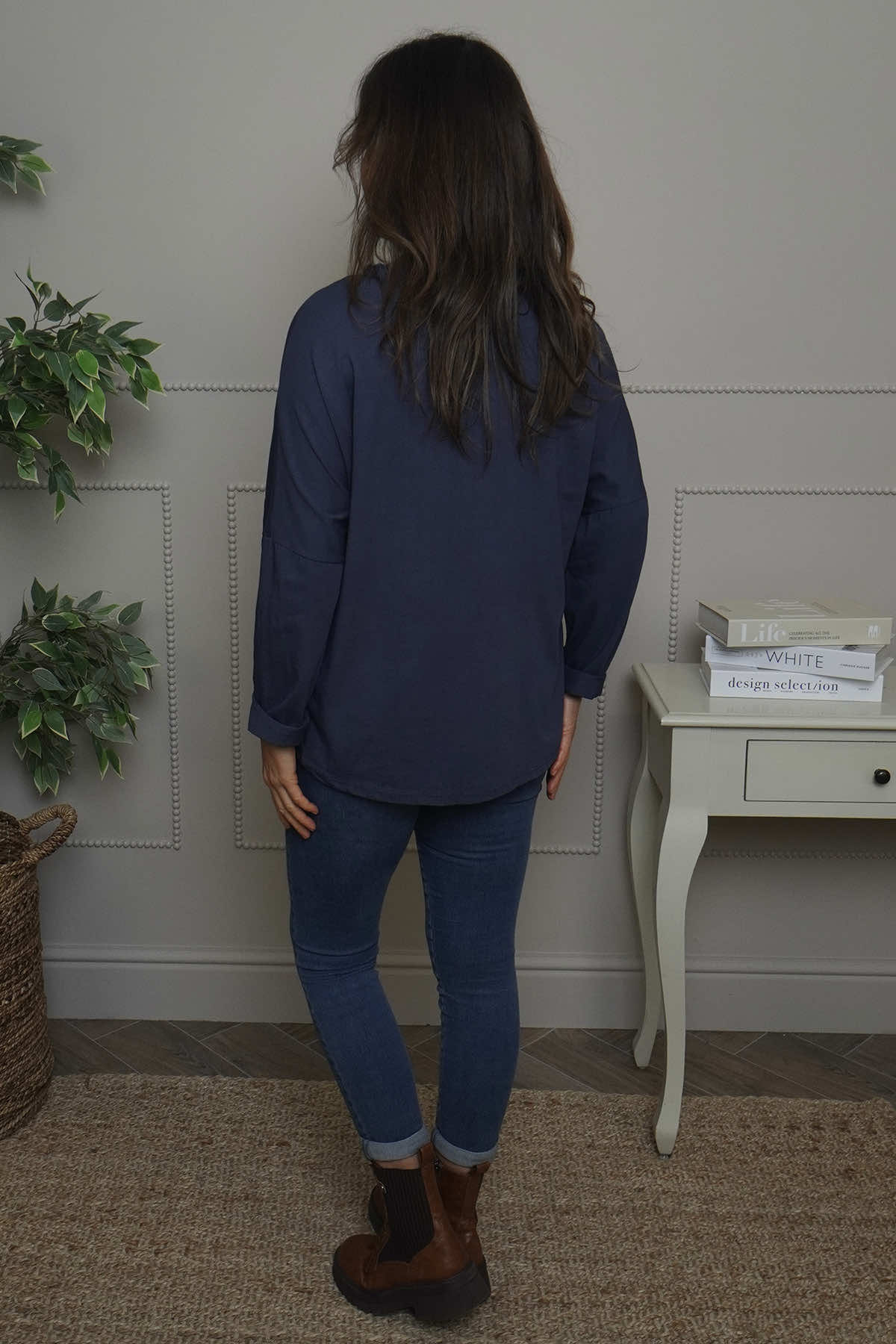 Cherie Heart Cotton Top Navy