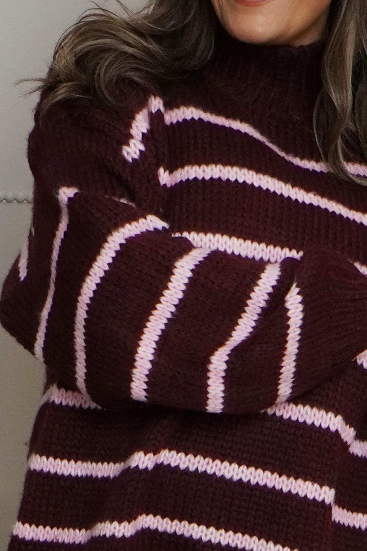 Joella Stripe Knitted Jumper Wine