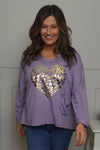 Cherie Heart Cotton Top Purple