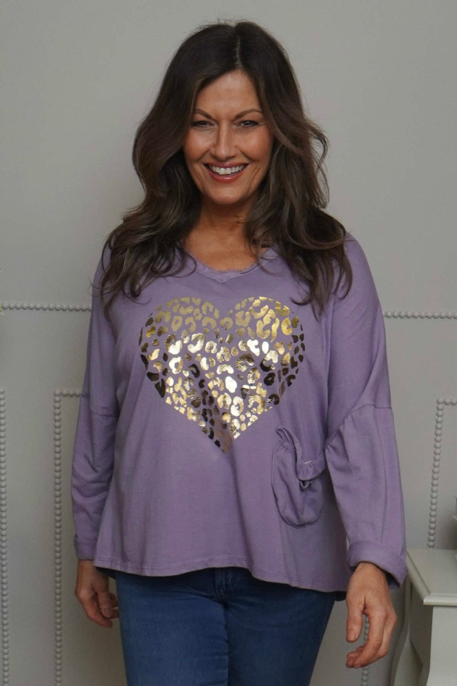 Cherie Heart Cotton Top Purple