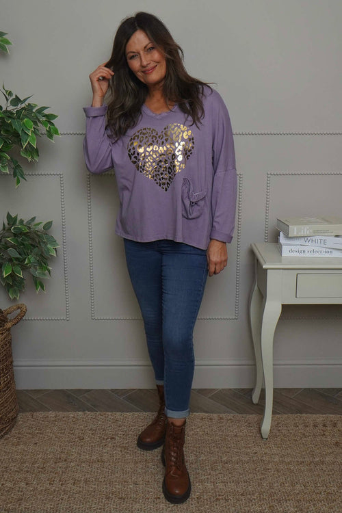 Cherie Heart Cotton Top Purple - Image 2