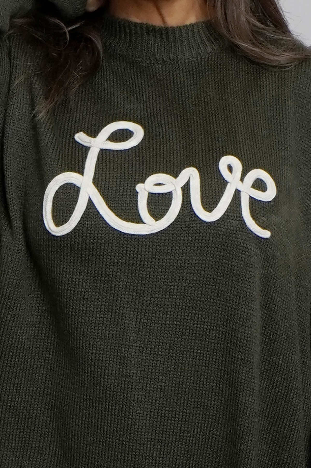 Love Knitted Jumper Dress Khaki