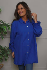 Krista Crinkle Cotton Shirt Cobalt Cobalt - Krista Crinkle Cotton Shirt Cobalt