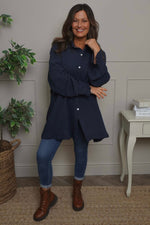 Krista Crinkle Cotton Shirt Navy Navy - Krista Crinkle Cotton Shirt Navy